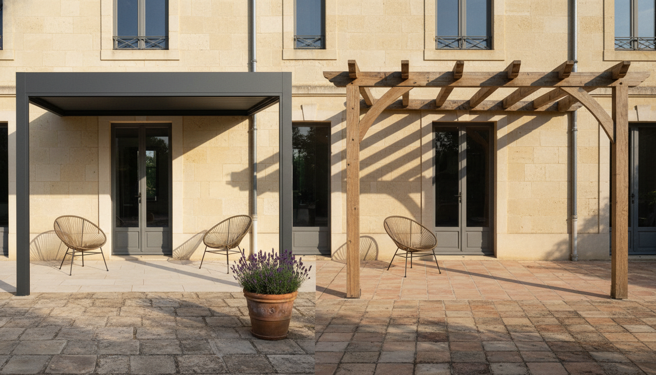 Illustration : Pergola aluminium ou bois : le comparatif honnête (2024)